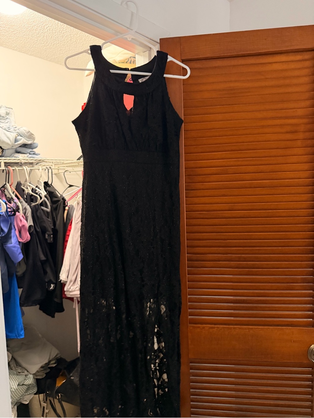 St. Tropez Black Lace Maxi Dress with Keyhole